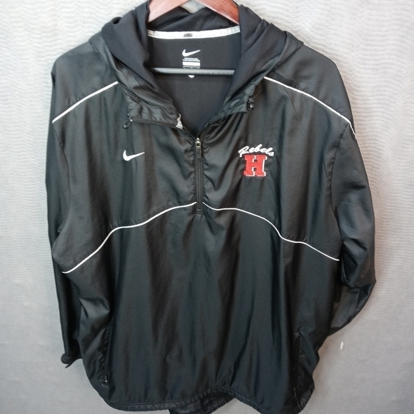 MEN'S NIKE QUARTER-ZIP Hooded PULLOVER! IN BLACK. - Picture 1 of 6